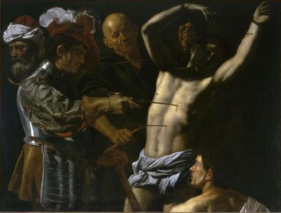 CECCO DEL CARAVAGGIO Martyrdom of Saint Sebastian. France oil painting art